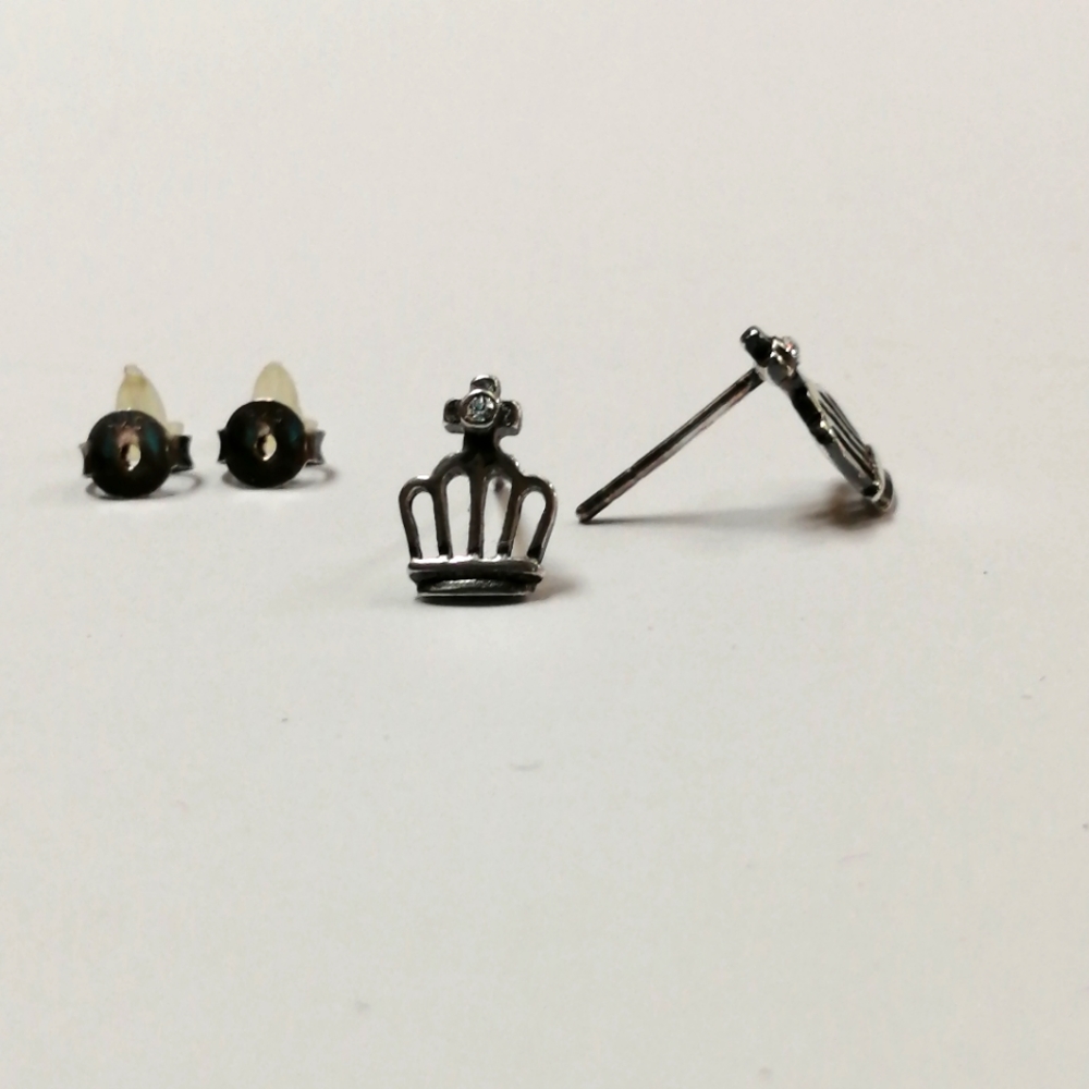 Sterling Silver & Swarovski Crown Stud Earrings